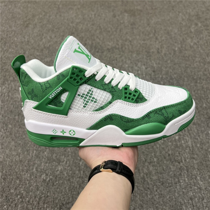 Women's White/Green Running weapon Air Jordan 4 Shoes 066